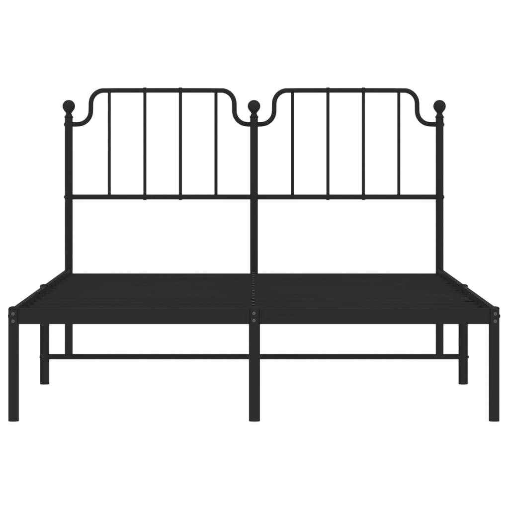 vidaXL Metal Bed Frame with Headboard Black 53.1"x74.8"-3