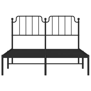 vidaXL Metal Bed Frame with Headboard Black 53.1"x74.8"-3