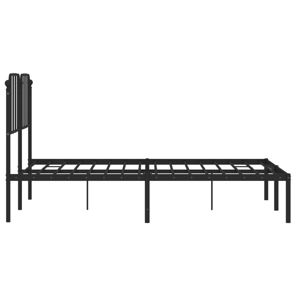 vidaXL Metal Bed Frame with Headboard Black 53.1"x74.8"-4