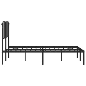 vidaXL Metal Bed Frame with Headboard Black 53.1"x74.8"-4