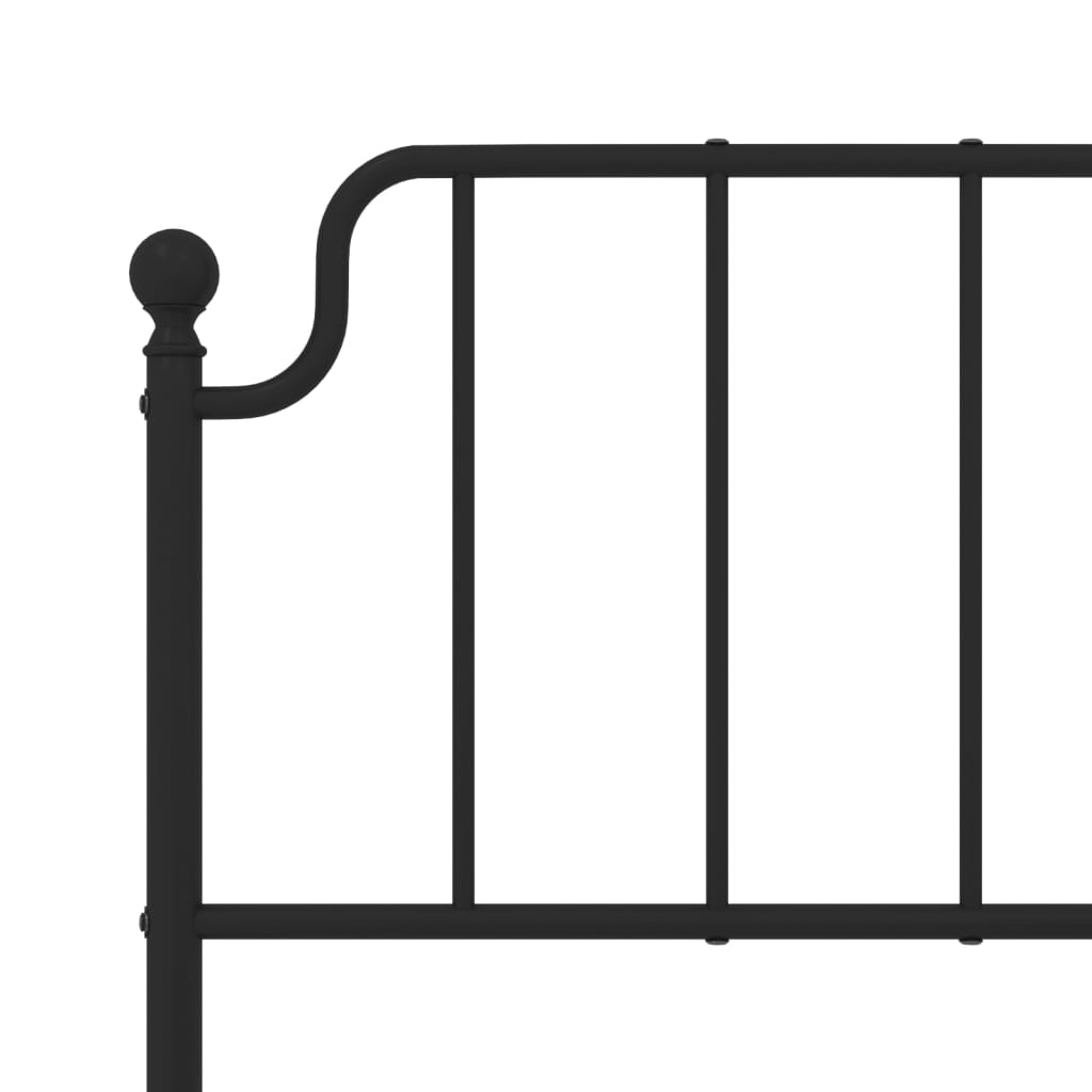 vidaXL Metal Bed Frame with Headboard Black 53.1"x74.8"-6