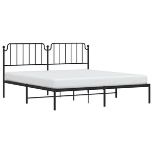 vidaXL Metal Bed Frame with Headboard Black 72"x83.9" California King-1