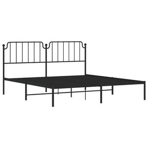 vidaXL Metal Bed Frame with Headboard Black 72"x83.9" California King-2