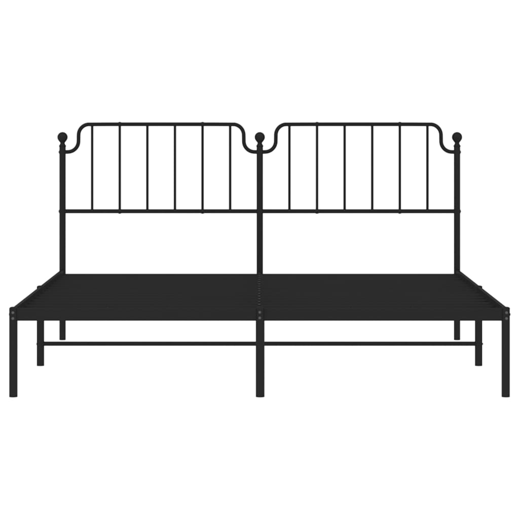 vidaXL Metal Bed Frame with Headboard Black 72"x83.9" California King-3