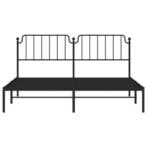 vidaXL Metal Bed Frame with Headboard Black 72"x83.9" California King-3