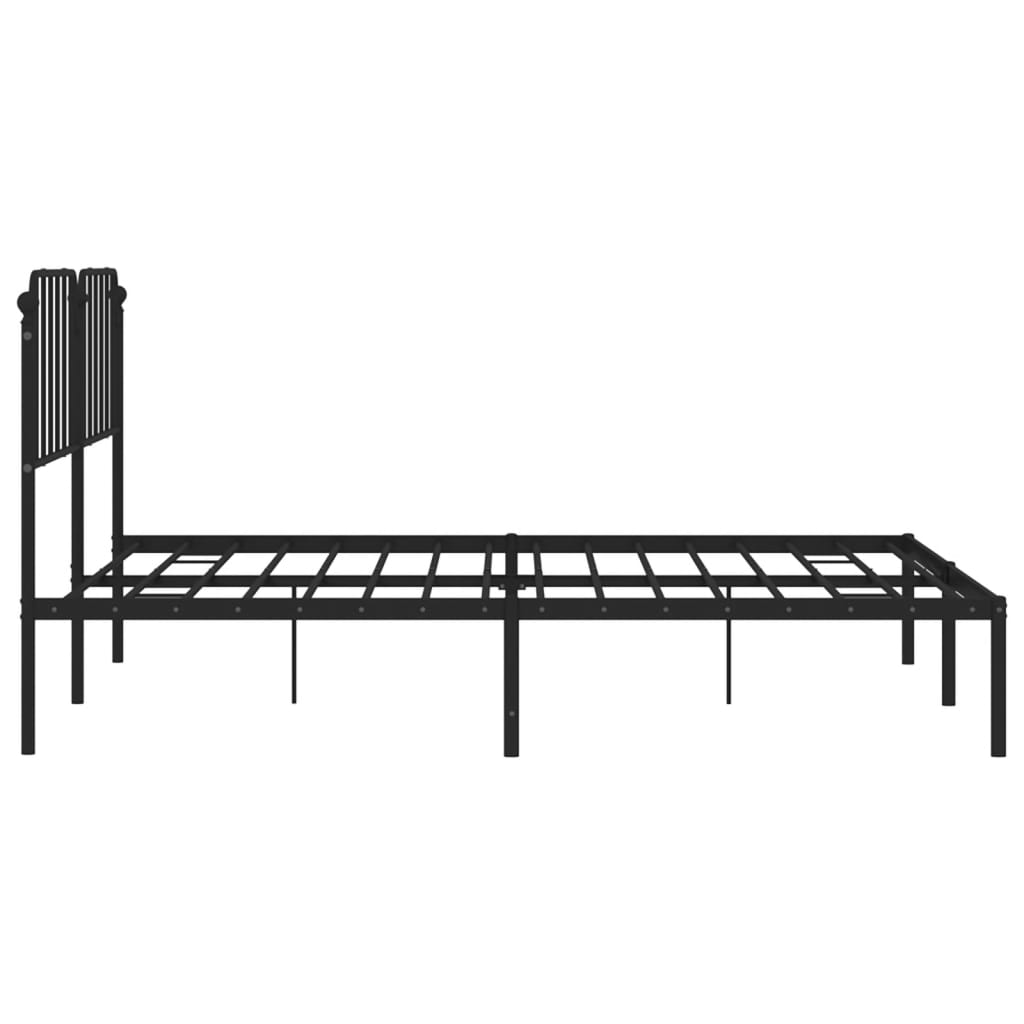 vidaXL Metal Bed Frame with Headboard Black 72"x83.9" California King-4