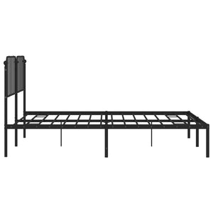 vidaXL Metal Bed Frame with Headboard Black 72"x83.9" California King-4