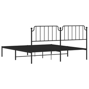 vidaXL Metal Bed Frame with Headboard Black 72"x83.9" California King-5