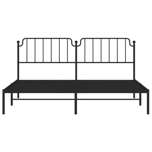 vidaXL Metal Bed Frame with Headboard Black 76"x79.9" King-3