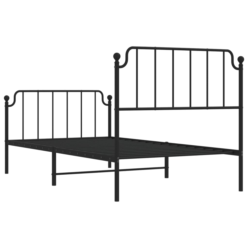 vidaXL Metal Bed Frame with Headboard and Footboard Black 39.4"x74.8" Twin-5