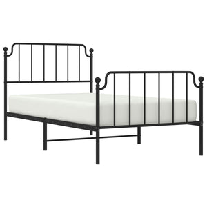 vidaXL Metal Bed Frame with Headboard and Footboard Black 39.4"x78.7"-1