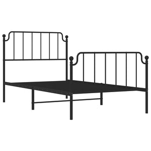 vidaXL Metal Bed Frame with Headboard and Footboard Black 39.4"x78.7"-2