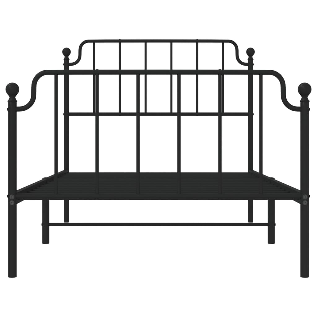 vidaXL Metal Bed Frame with Headboard and Footboard Black 39.4"x78.7"-3