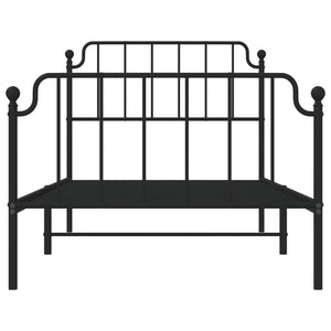 vidaXL Metal Bed Frame with Headboard and Footboard Black 39.4"x78.7"-3