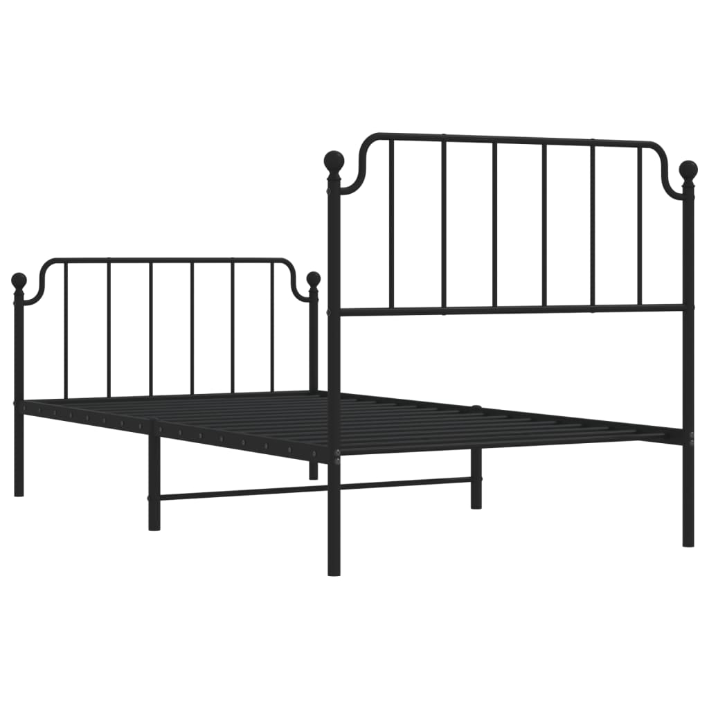 vidaXL Metal Bed Frame with Headboard and Footboard Black 39.4"x78.7"-5