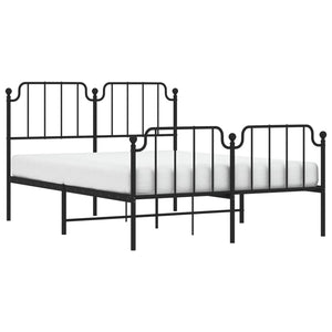 vidaXL Metal Bed Frame with Headboard and Footboard Black 53.1"x74.8"-1