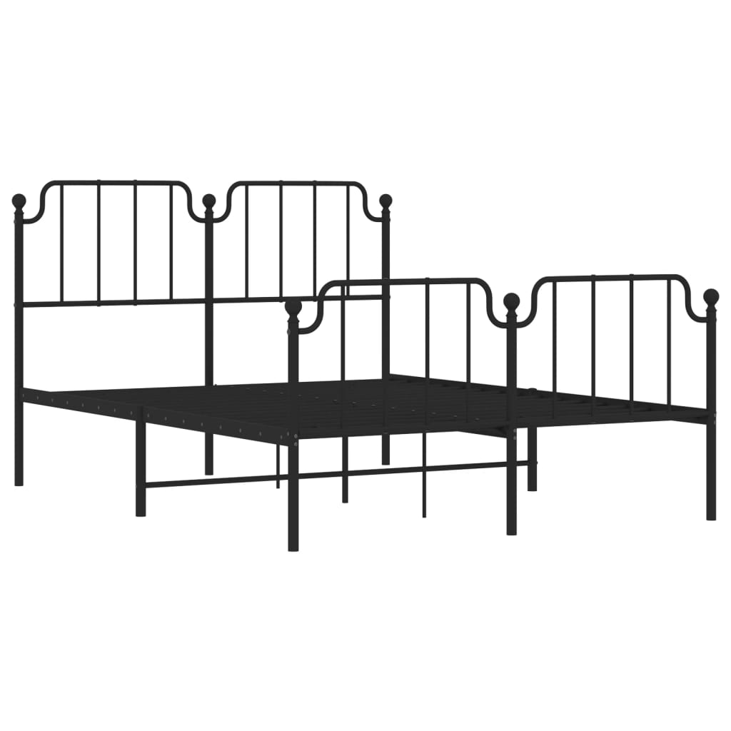 vidaXL Metal Bed Frame with Headboard and Footboard Black 53.1"x74.8"-2