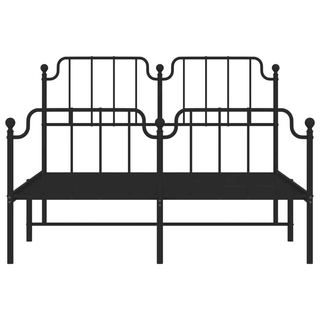 vidaXL Metal Bed Frame with Headboard and Footboard Black 53.1"x74.8"-3