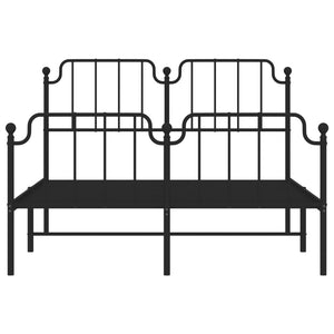 vidaXL Metal Bed Frame with Headboard and Footboard Black 53.1"x74.8"-3