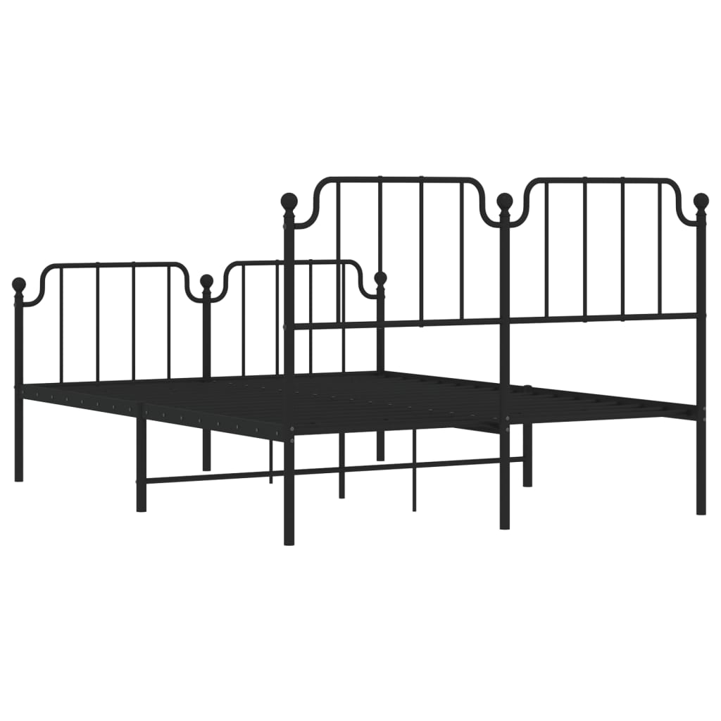 vidaXL Metal Bed Frame with Headboard and Footboard Black 53.1"x74.8"-5