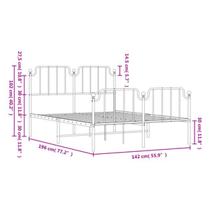 vidaXL Metal Bed Frame with Headboard and Footboard Black 53.1"x74.8"-7