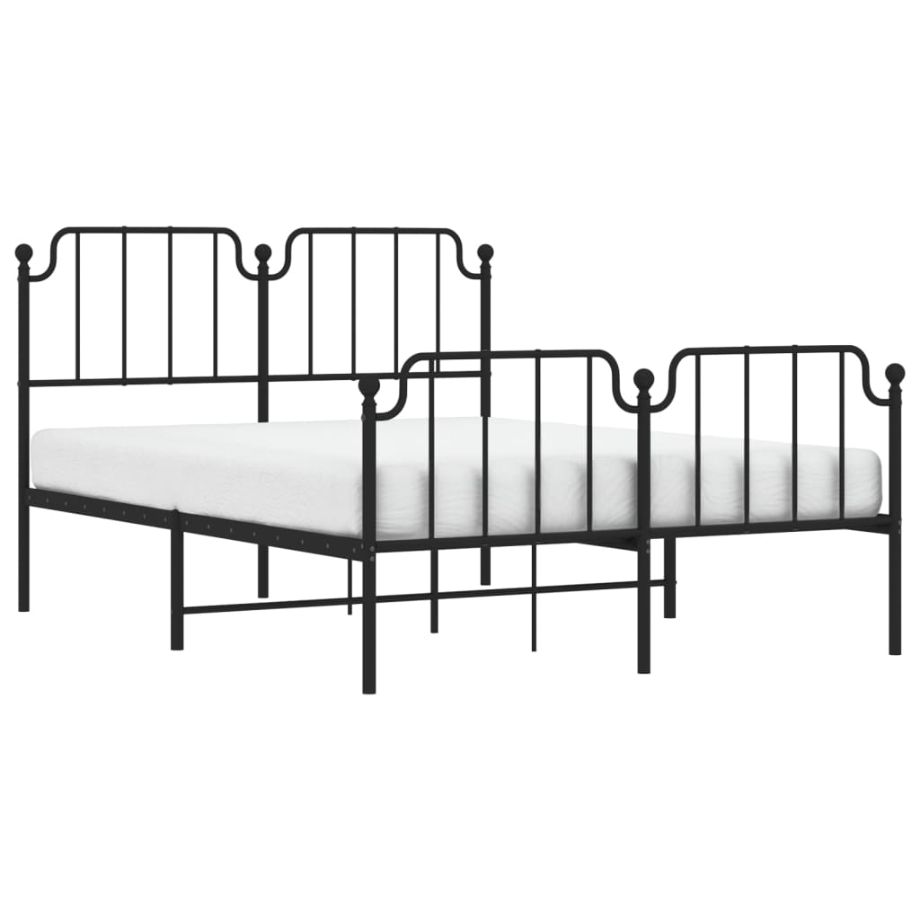 vidaXL Metal Bed Frame with Headboard and Footboard Black 59.1"x78.7"-1