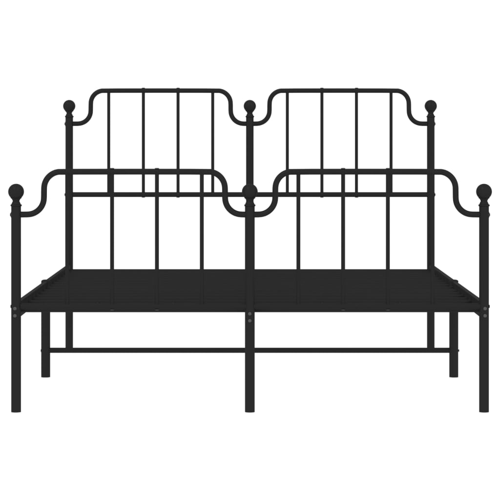 vidaXL Metal Bed Frame with Headboard and Footboard Black 59.1"x78.7"-3