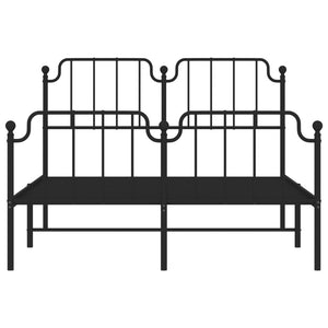 vidaXL Metal Bed Frame with Headboard and Footboard Black 59.1"x78.7"-3