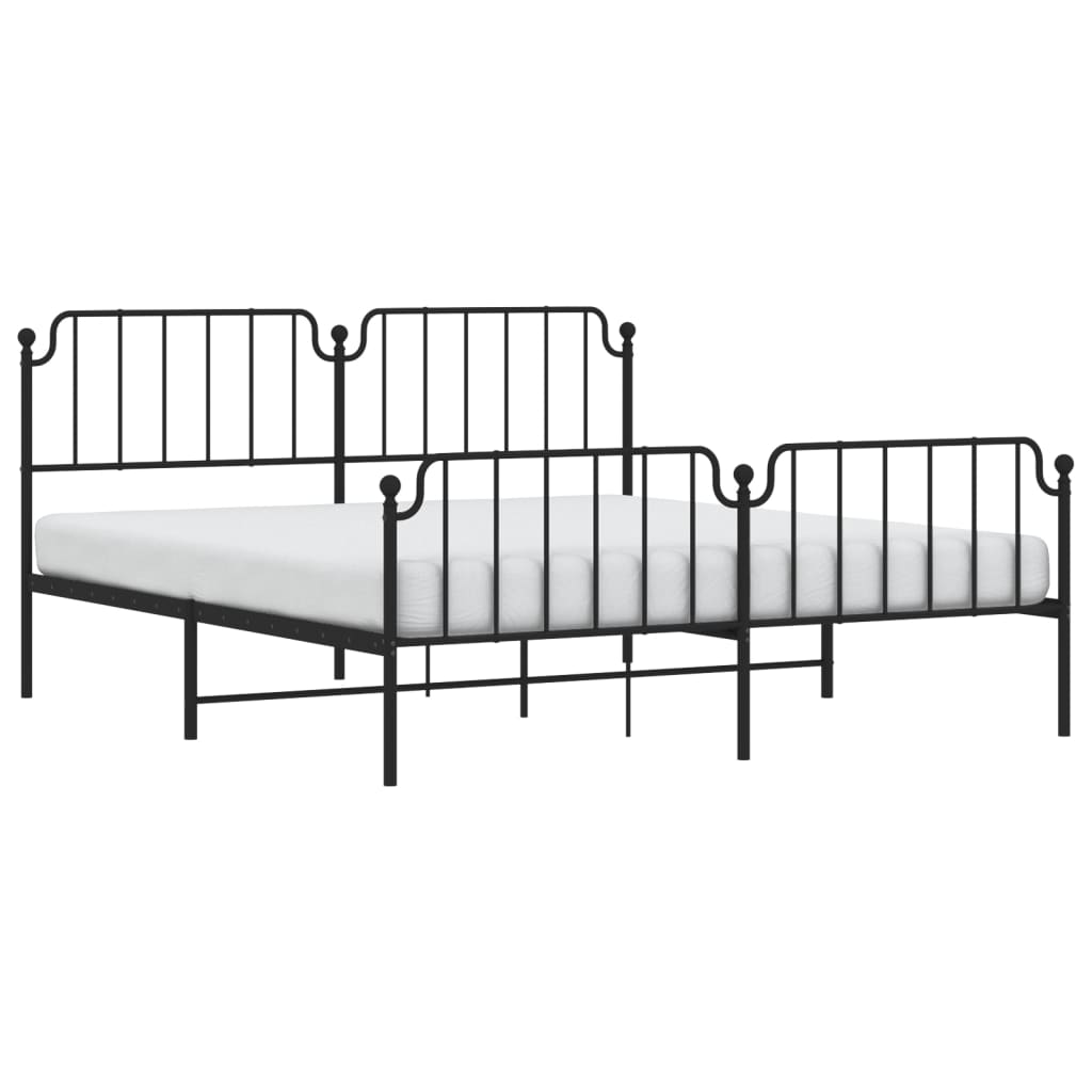 vidaXL Metal Bed Frame with Headboard&Footboard Black 72"x83.9" California King-1