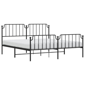 vidaXL Metal Bed Frame with Headboard&Footboard Black 72"x83.9" California King-1