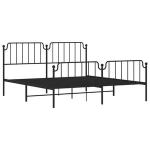 vidaXL Metal Bed Frame with Headboard&Footboard Black 72"x83.9" California King-2