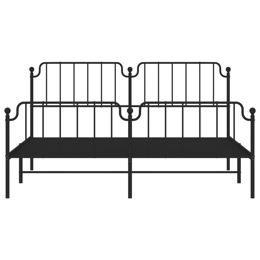 vidaXL Metal Bed Frame with Headboard&Footboard Black 72"x83.9" California King-3