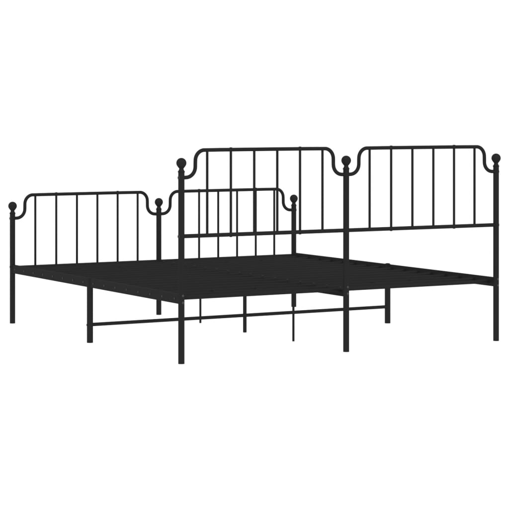 vidaXL Metal Bed Frame with Headboard&Footboard Black 72"x83.9" California King-5