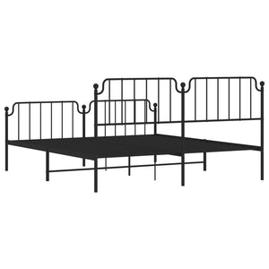 vidaXL Metal Bed Frame with Headboard&Footboard Black 72"x83.9" California King-5