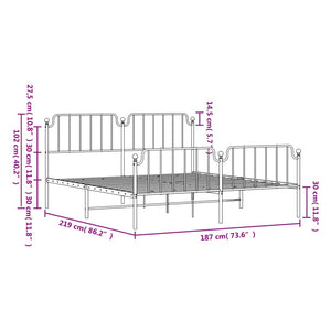 vidaXL Metal Bed Frame with Headboard&Footboard Black 72"x83.9" California King-7