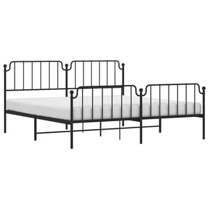 vidaXL Metal Bed Frame with Headboard and Footboard Black 76"x79.9" King-1