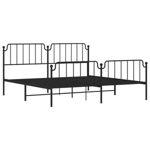 vidaXL Metal Bed Frame with Headboard and Footboard Black 76"x79.9" King-2