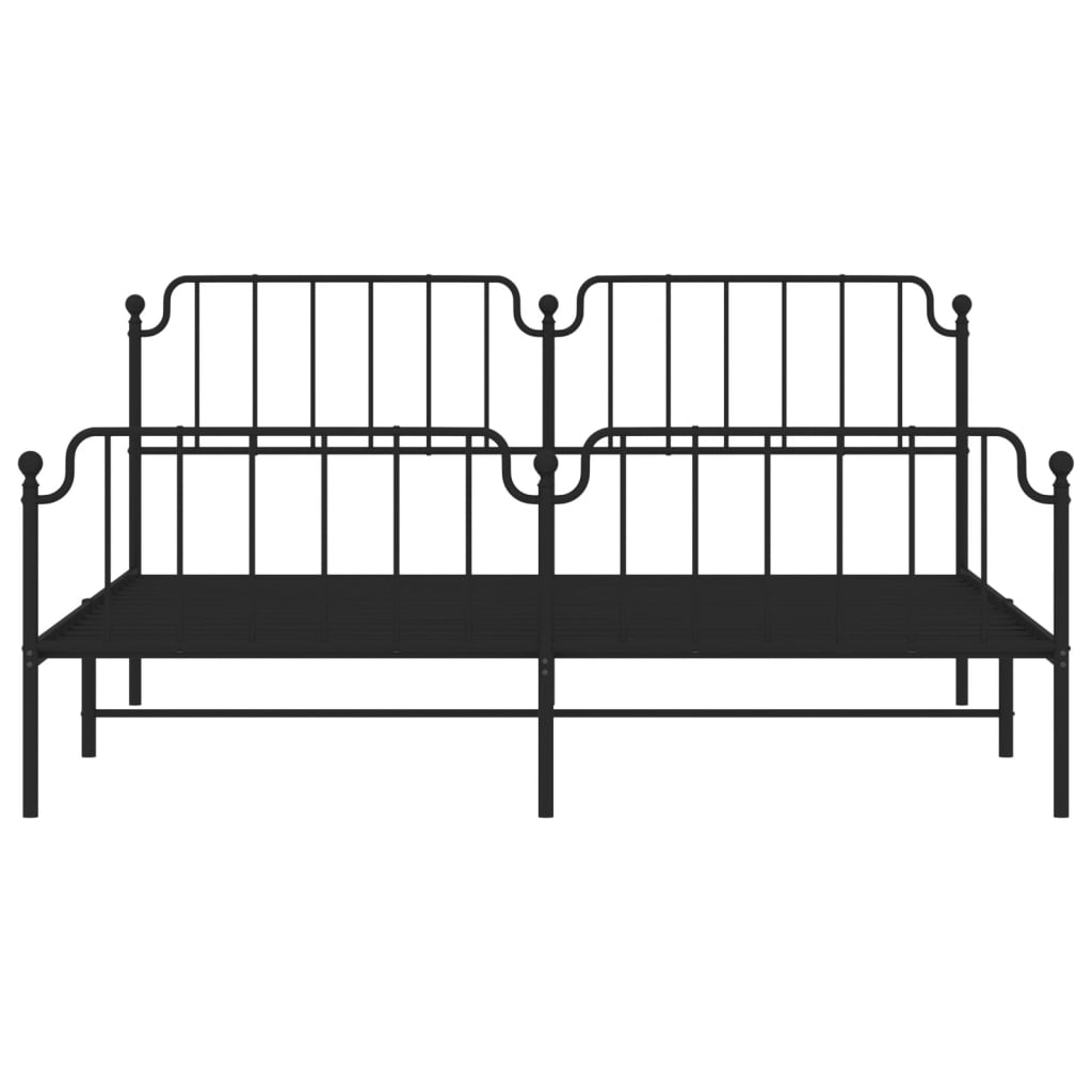 vidaXL Metal Bed Frame with Headboard and Footboard Black 76"x79.9" King-3