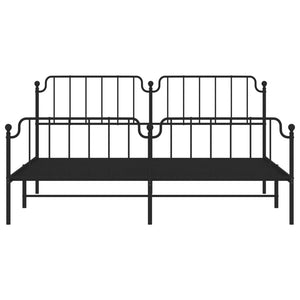 vidaXL Metal Bed Frame with Headboard and Footboard Black 76"x79.9" King-3