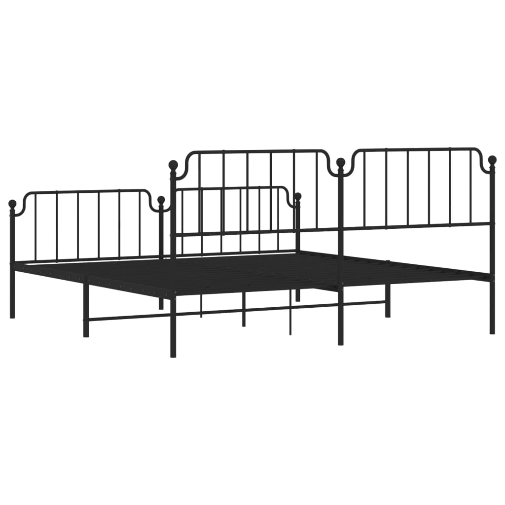 vidaXL Metal Bed Frame with Headboard and Footboard Black 76"x79.9" King-5