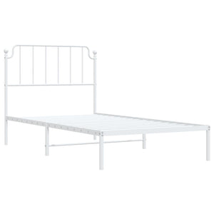 vidaXL Metal Bed Frame with Headboard White 39.4"x74.8" Twin-2