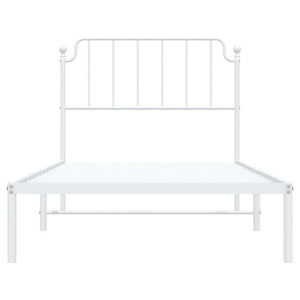 vidaXL Metal Bed Frame with Headboard White 39.4"x74.8" Twin-3