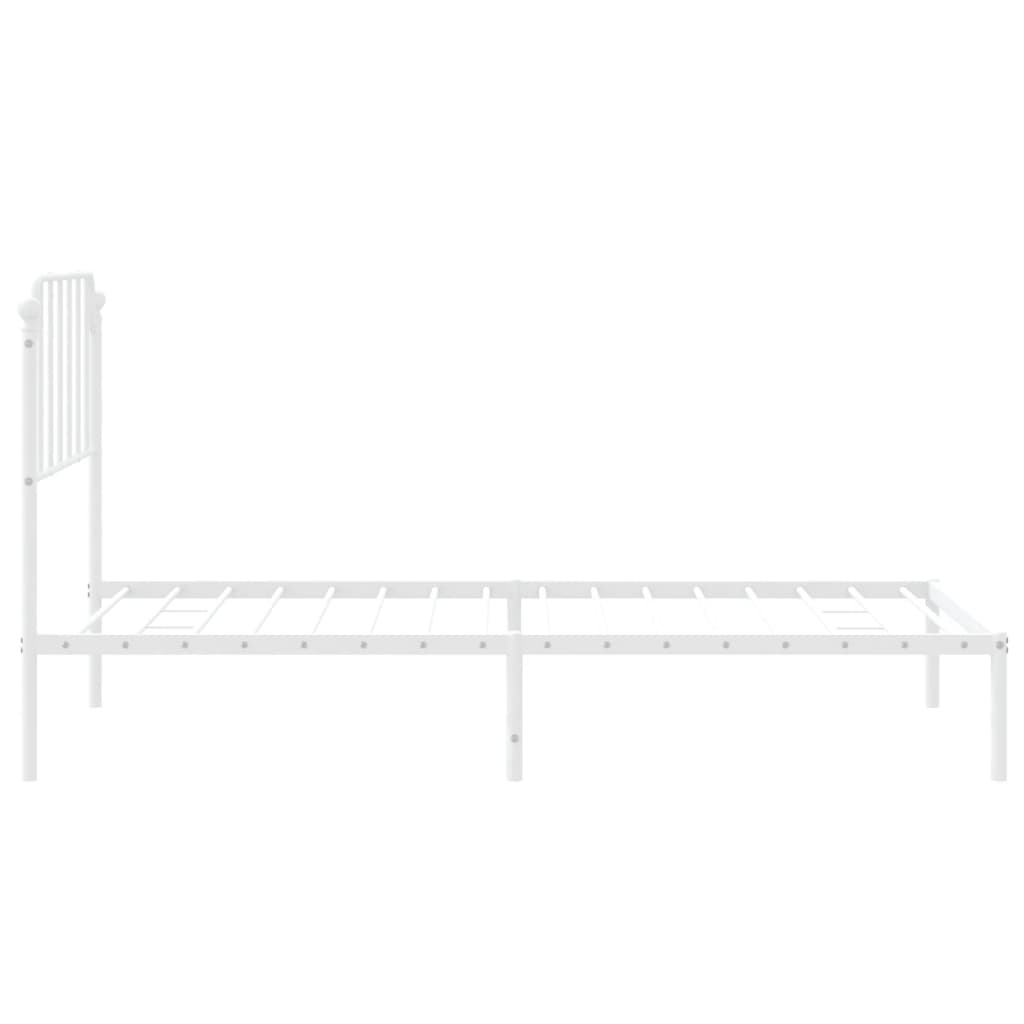 vidaXL Metal Bed Frame with Headboard White 39.4"x74.8" Twin-4