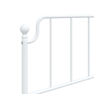 vidaXL Metal Bed Frame with Headboard White 39.4"x74.8" Twin-6