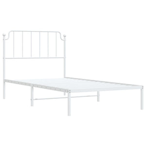 vidaXL Metal Bed Frame with Headboard White 39.4"x78.7"-2