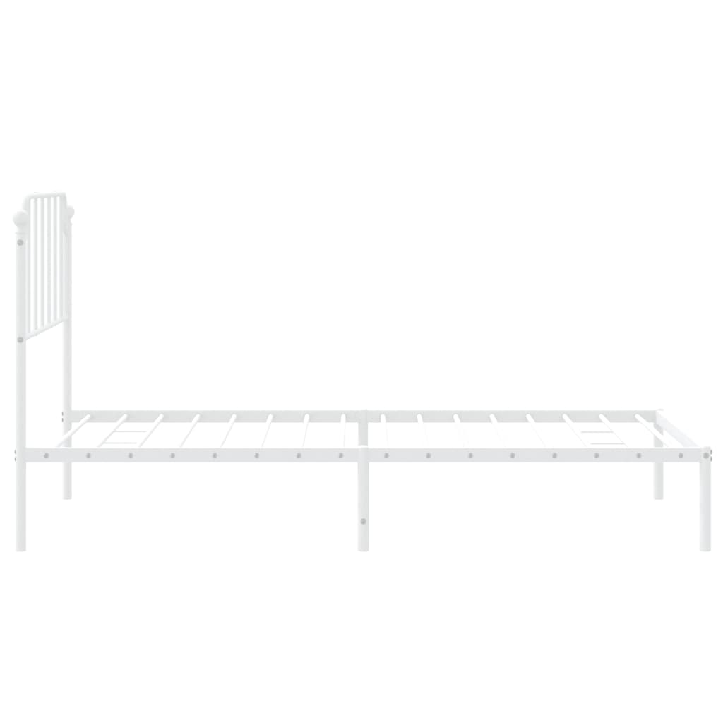 vidaXL Metal Bed Frame with Headboard White 39.4"x78.7"-4