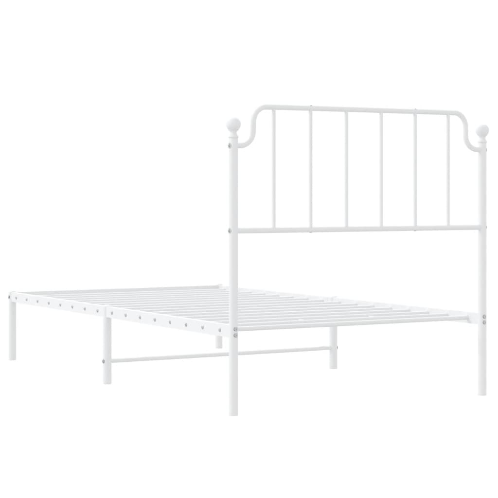 vidaXL Metal Bed Frame with Headboard White 39.4"x78.7"-5