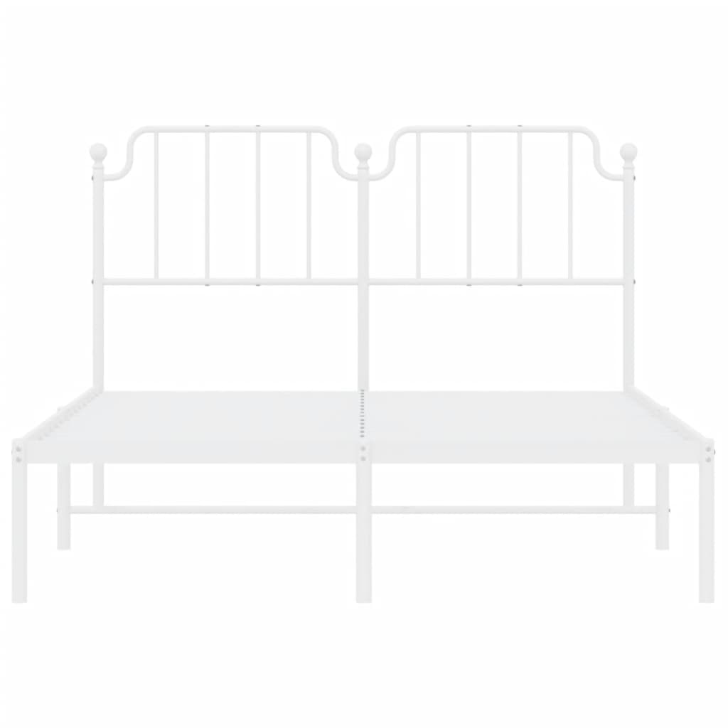 vidaXL Metal Bed Frame with Headboard White 53.1"x74.8"-3