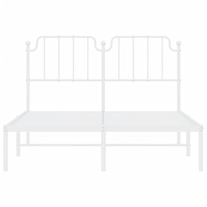 vidaXL Metal Bed Frame with Headboard White 53.1"x74.8"-3