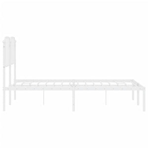 vidaXL Metal Bed Frame with Headboard White 53.1"x74.8"-4